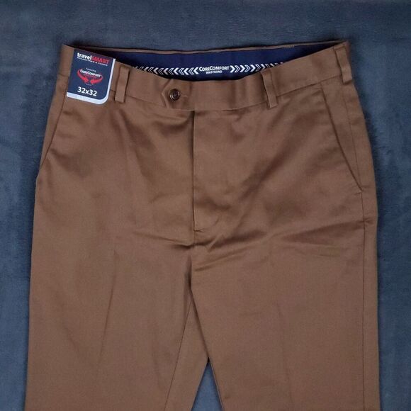 Roundtree & Yorke Travel Smart Pants Sz 32x32 Brown Classic Fit Core Comfort NWT - Picture 5 of 10